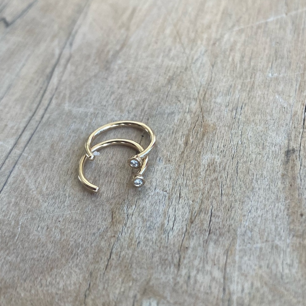 14K Diamond & Gold Open Hoop Earrings